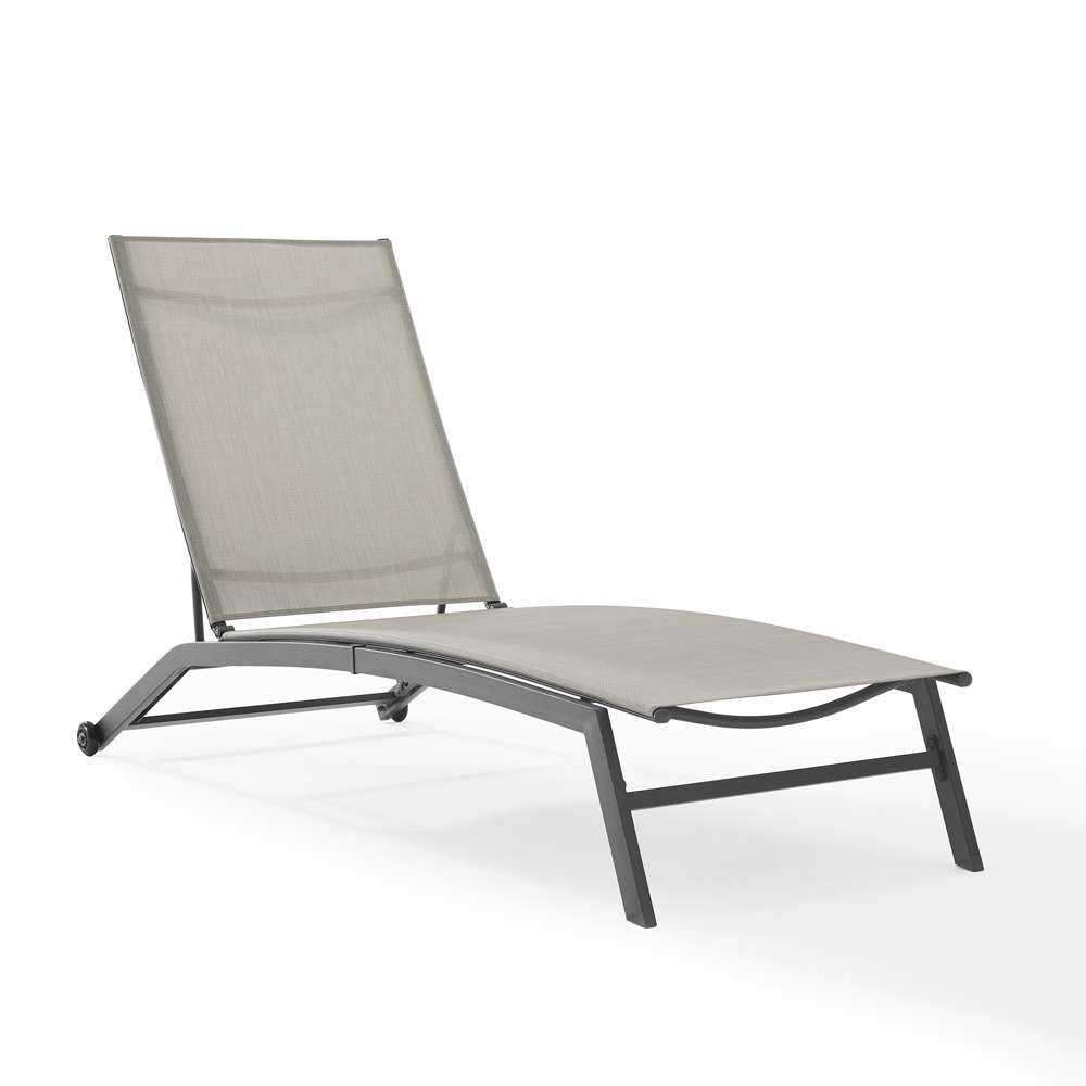 Crosley Furniture - Weaver Outdoor Sling Chaise Lounge Light Gray/Matte Black - CO6310MB-LG veiw 2