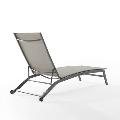 Crosley Furniture - Weaver Outdoor Sling Chaise Lounge Light Gray/Matte Black - CO6310MB-LG veiw 5