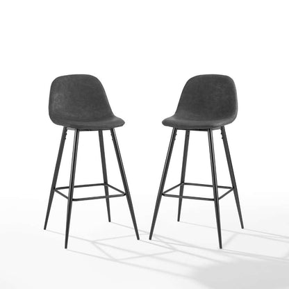 Crosley Furniture - Weston 2Pc Bar Stool Set Distressed Black/Matte Black (Set of 2) - CF501629-BK veiw 2