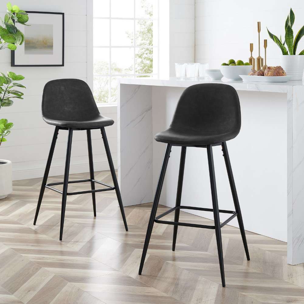 Crosley Furniture - Weston 2Pc Bar Stool Set Distressed Black/Matte Black (Set of 2) - CF501629-BK veiw 6