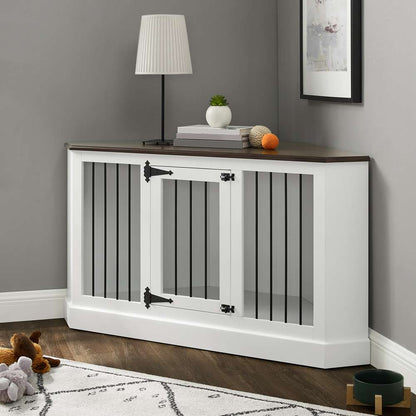 Crosley Furniture Winslow Corner Credenza Dog Crate White/Dark Brown - CF4503-WH view 1