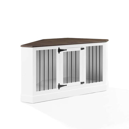 Crosley Furniture Winslow Corner Credenza Dog Crate White/Dark Brown - CF4503-WH veiw 7