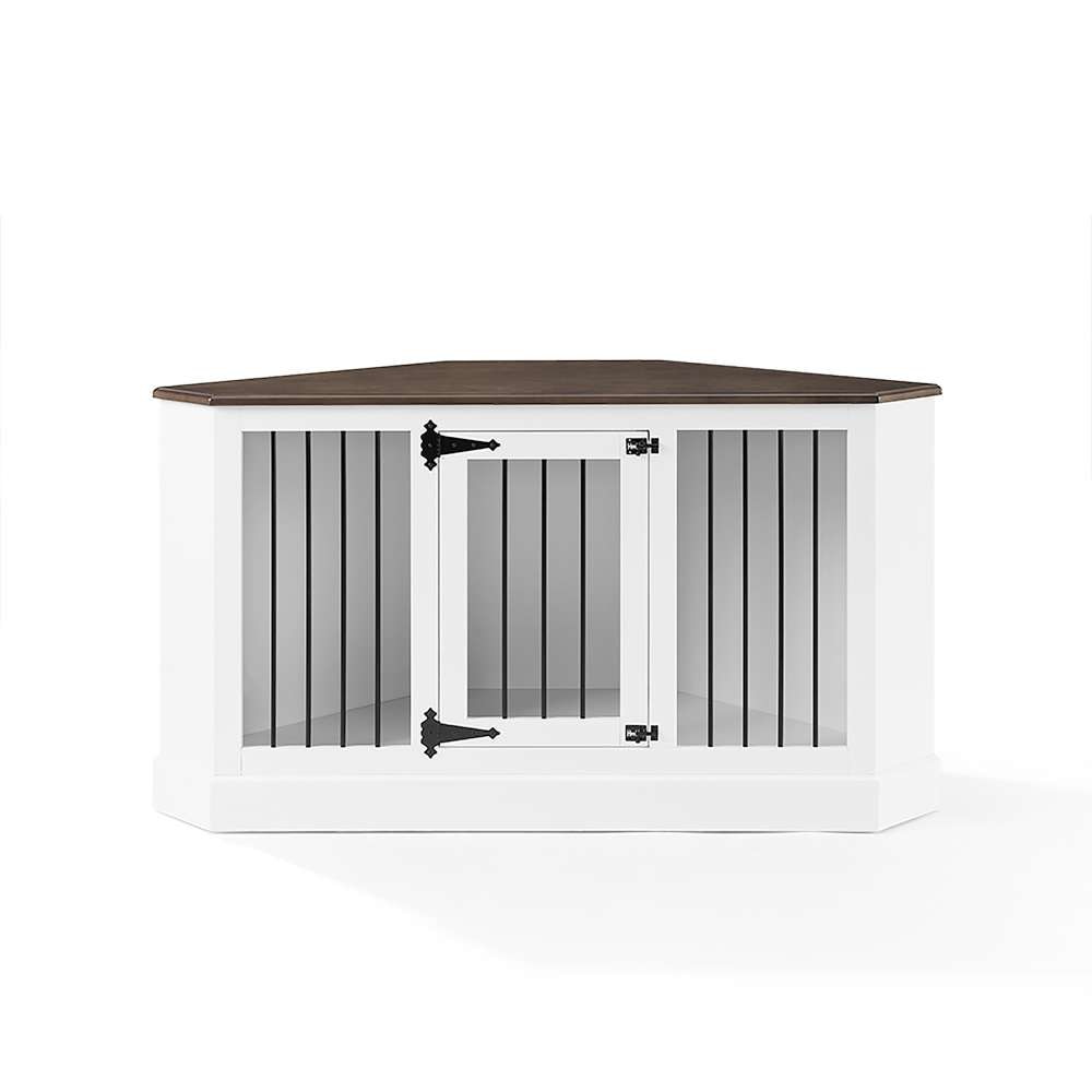 Crosley Furniture Winslow Corner Credenza Dog Crate White/Dark Brown - CF4503-WH veiw 8