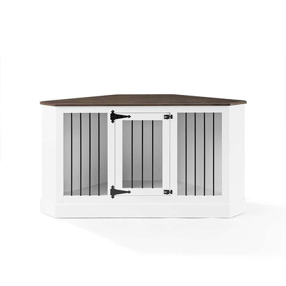 Crosley Furniture Winslow Corner Credenza Dog Crate White/Dark Brown - CF4503-WH veiw 8