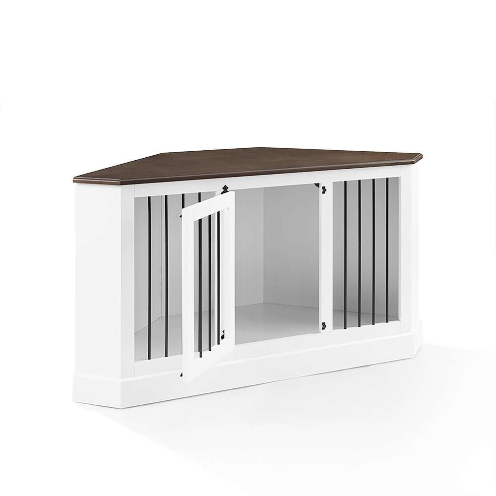 Crosley Furniture Winslow Corner Credenza Dog Crate White/Dark Brown - CF4503-WH veiw 9