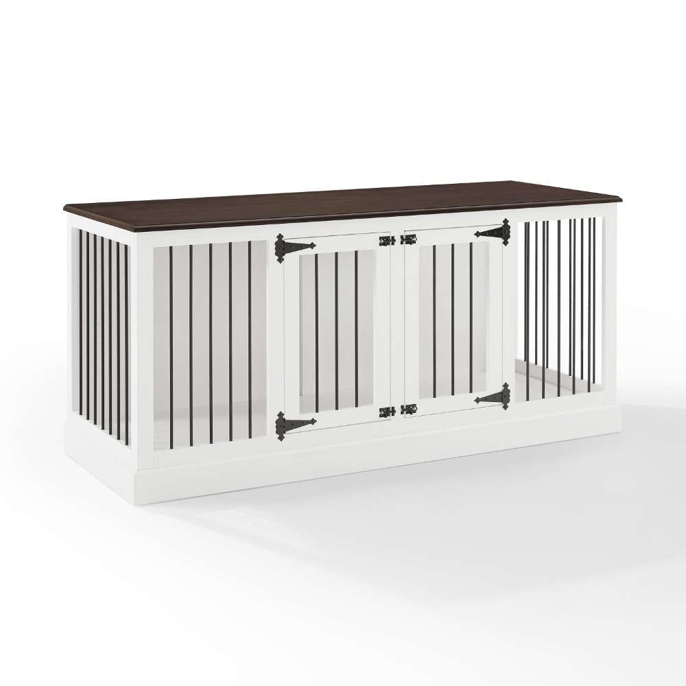 Crosley Furniture - Winslow Medium Credenza Pet Crate White/Dark Brown - CF4501-WH