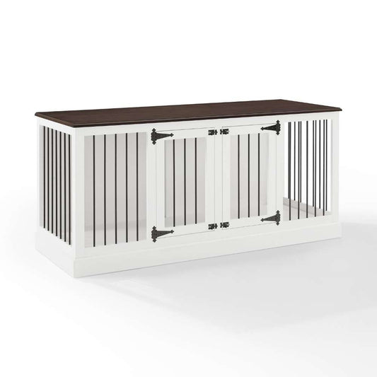 Crosley Furniture - Winslow Medium Credenza Pet Crate White/Dark Brown - CF4501-WH