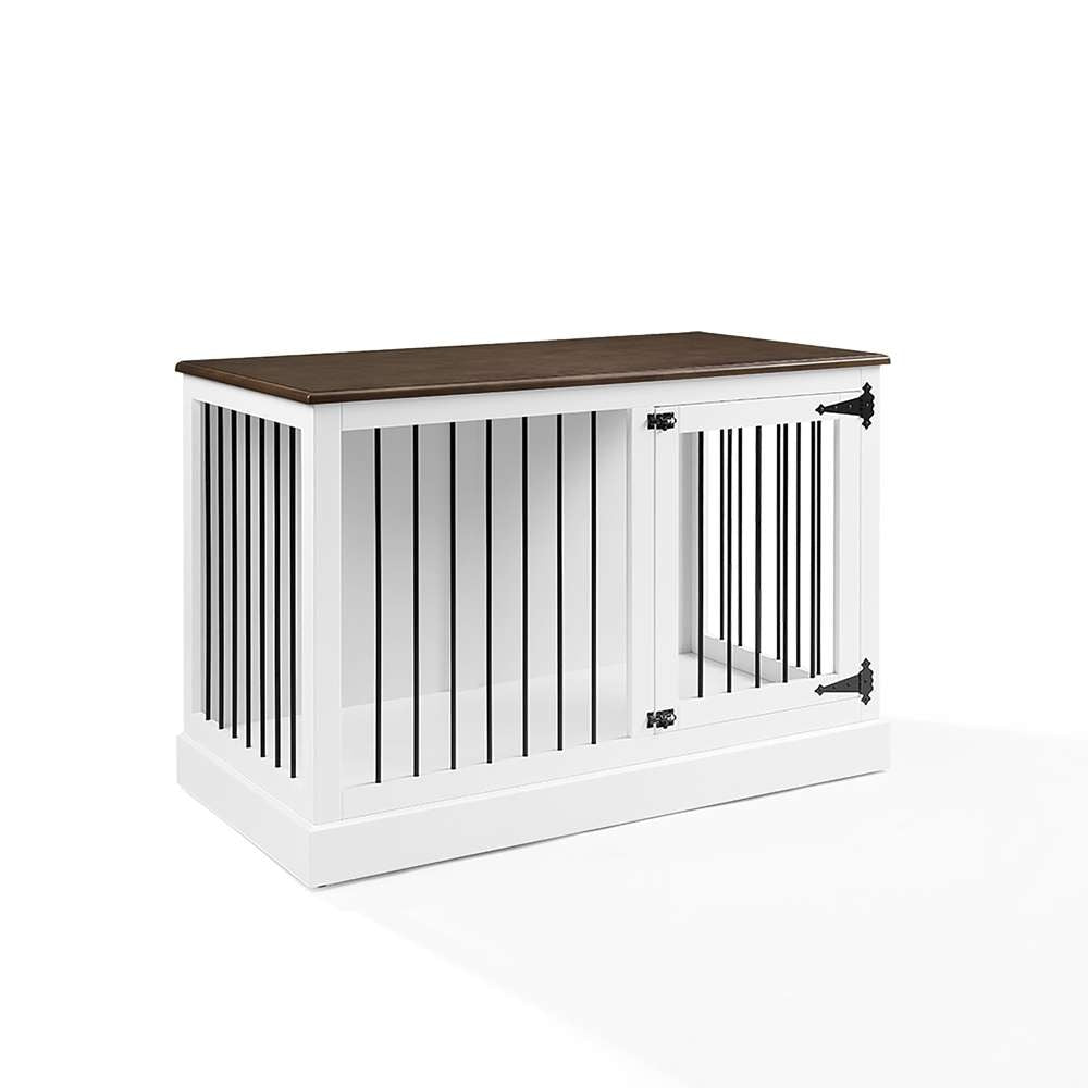 Crosley Furniture Winslow Small Credenza Dog Crate White/Dark Brown - CF4502-WH veiw 7
