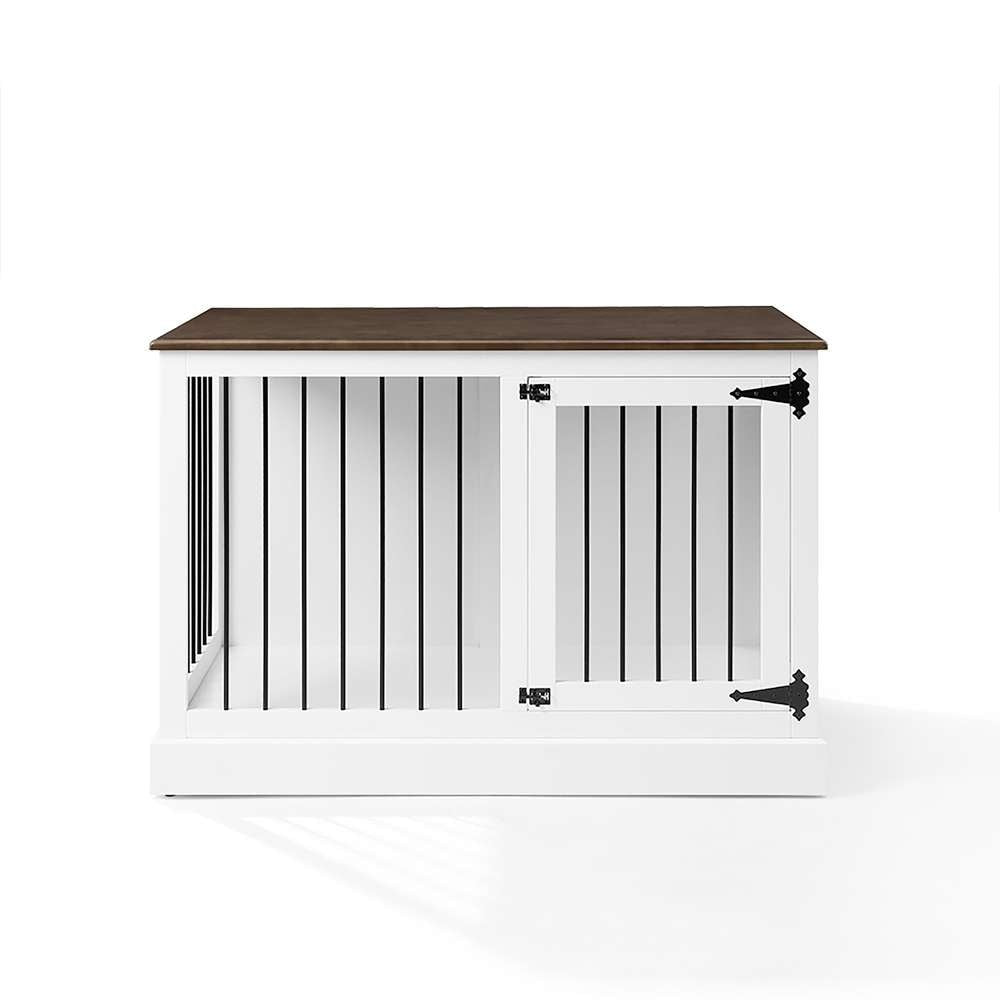 Crosley Furniture Winslow Small Credenza Dog Crate White/Dark Brown - CF4502-WH veiw 8