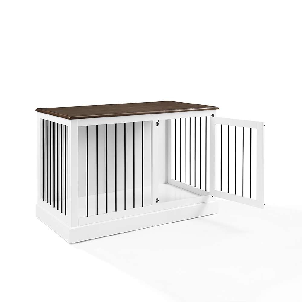 Crosley Furniture Winslow Small Credenza Dog Crate White/Dark Brown - CF4502-WH veiw 9