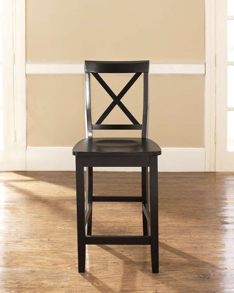 Crosley Furniture - X-Back Bar Stool in Black Finish with 24 Inch Seat Height (Set of 2) - CF500424-BK veiw 5