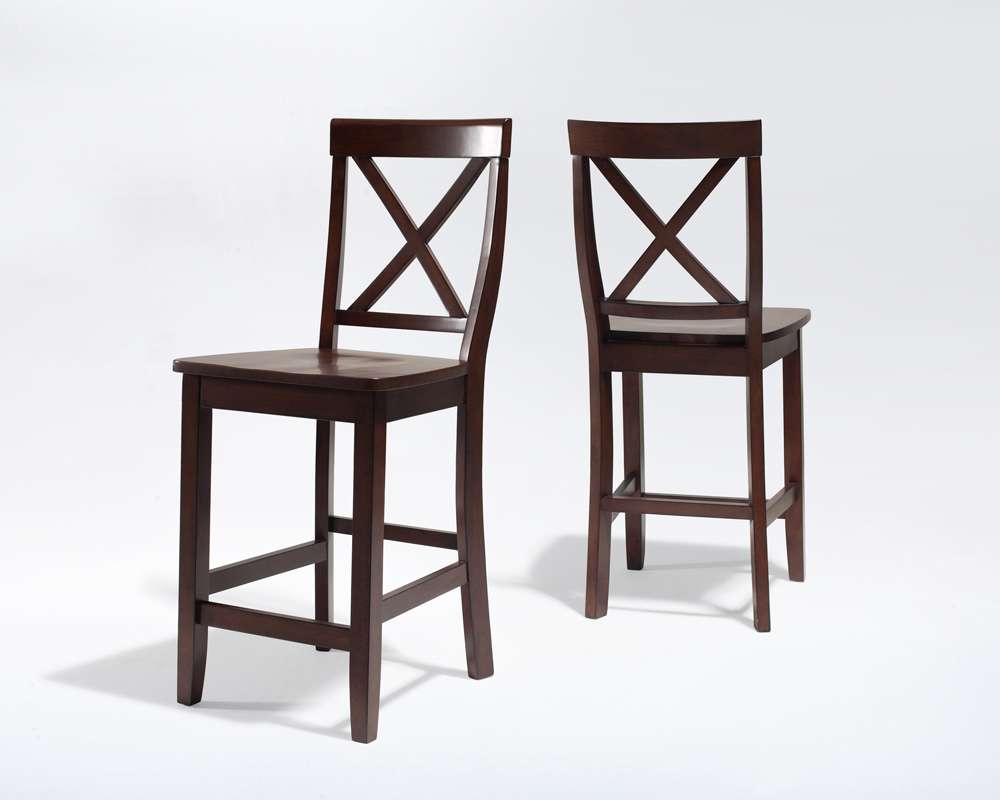 Crosley Furniture - X-Back Bar Stool in Vintage Mahogany Finish with 24 Inch Seat Height (Set of 2) - CF500424-MA veiw 1