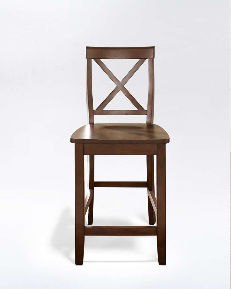 Crosley Furniture - X-Back Bar Stool in Vintage Mahogany Finish with 24 Inch Seat Height (Set of 2) - CF500424-MA veiw 2