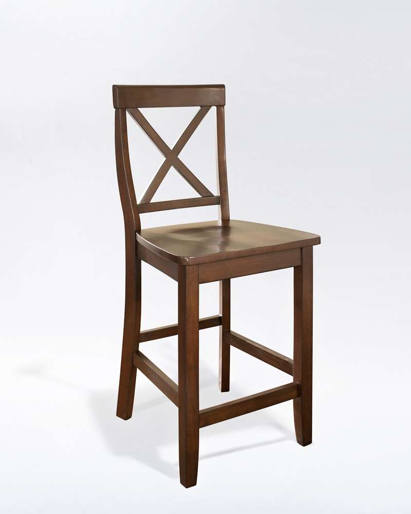 Crosley Furniture - X-Back Bar Stool in Vintage Mahogany Finish with 24 Inch Seat Height (Set of 2) - CF500424-MA veiw 3