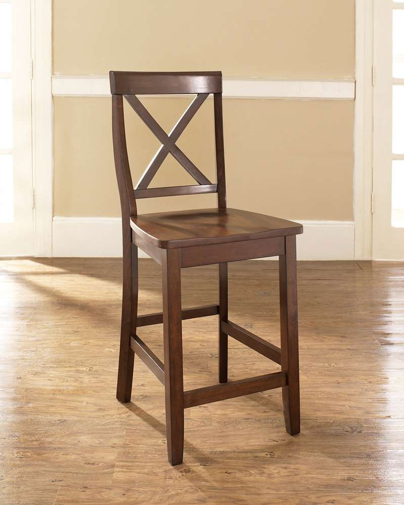 Crosley Furniture - X-Back Bar Stool in Vintage Mahogany Finish with 24 Inch Seat Height (Set of 2) - CF500424-MA veiw 4