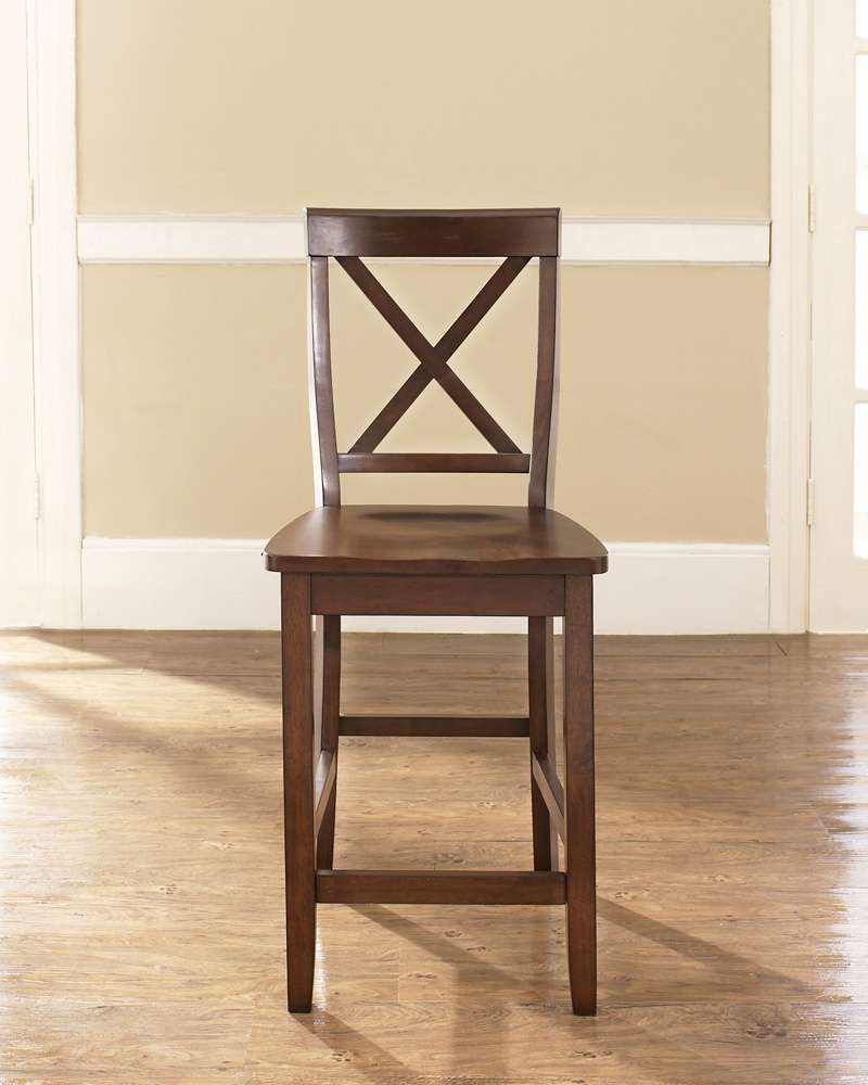Crosley Furniture - X-Back Bar Stool in Vintage Mahogany Finish with 24 Inch Seat Height (Set of 2) - CF500424-MA veiw 5