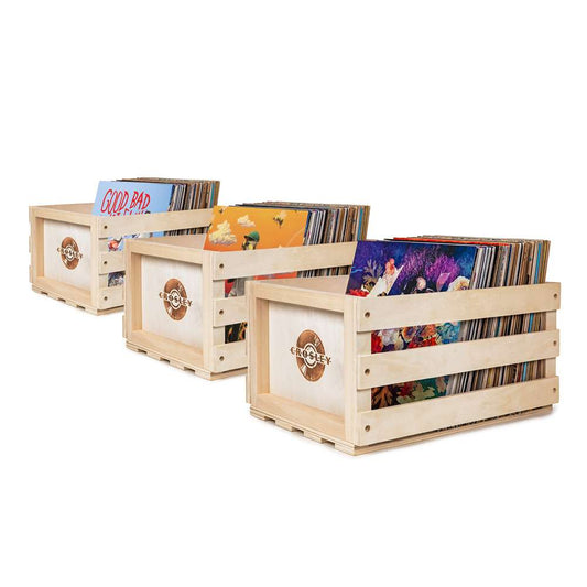 Crosley Radio - 3 Pack Vinyl Record Storage Crate Combo In Natural - AC1004A-NA3 veiw 1