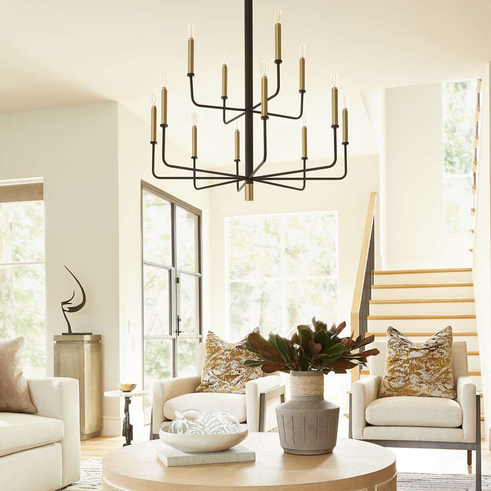 Cyan Design - Apollo Chandelier in Noir & Aged Brass - Medium - 10968 veiw 2