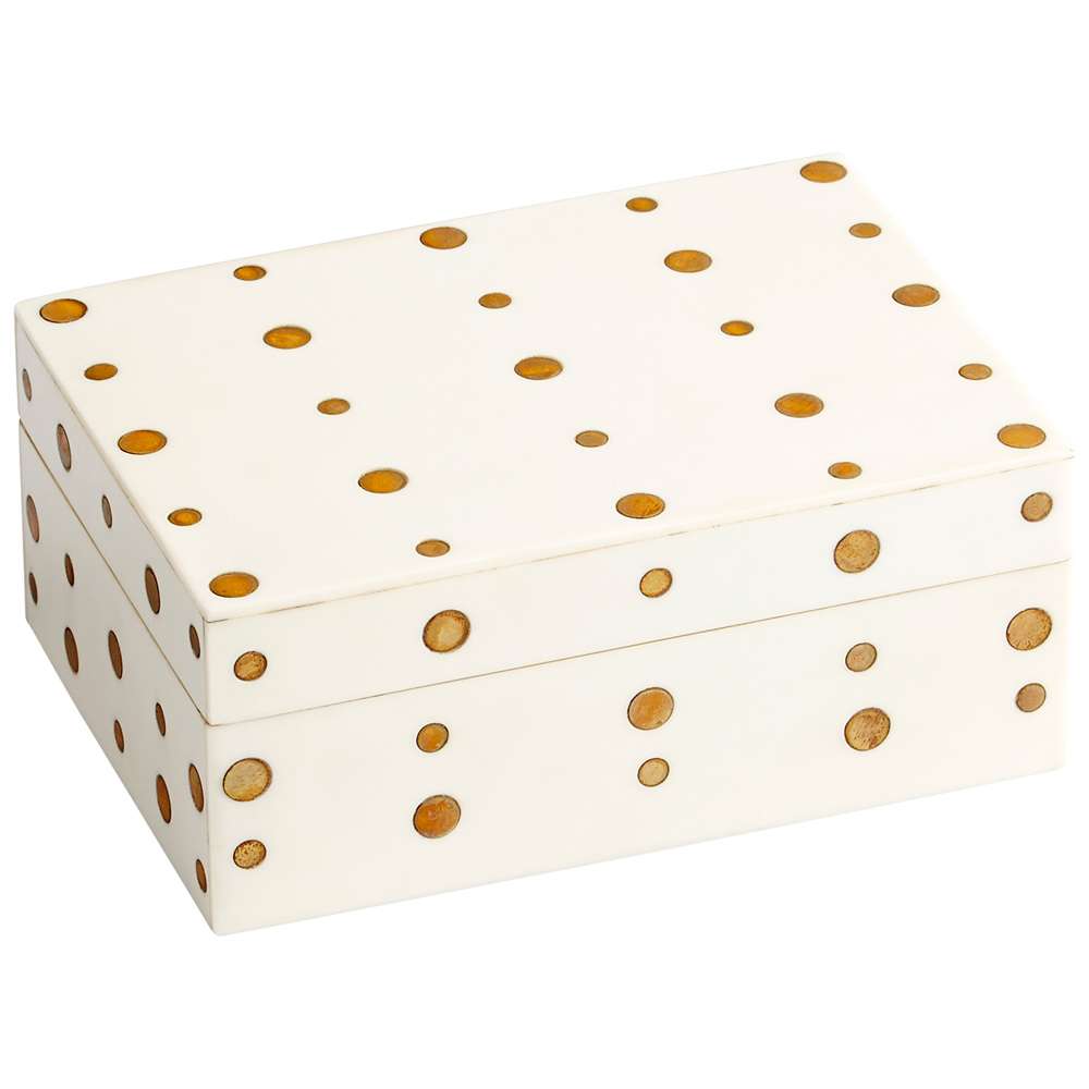 Cyan Design - Dot Crown Container in White and Brass - Small - 10658 veiw 1