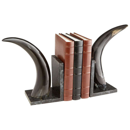 Cyan Design - Horn Rimmed Bookends in Bone and Black - 08013 veiw 1