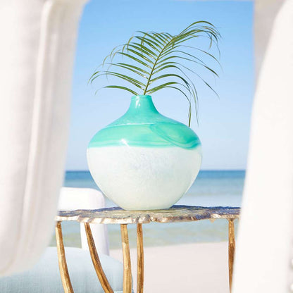 Cyan Design - Iced Marble Vase in Turquoise & White - Medium - 09520 veiw 3