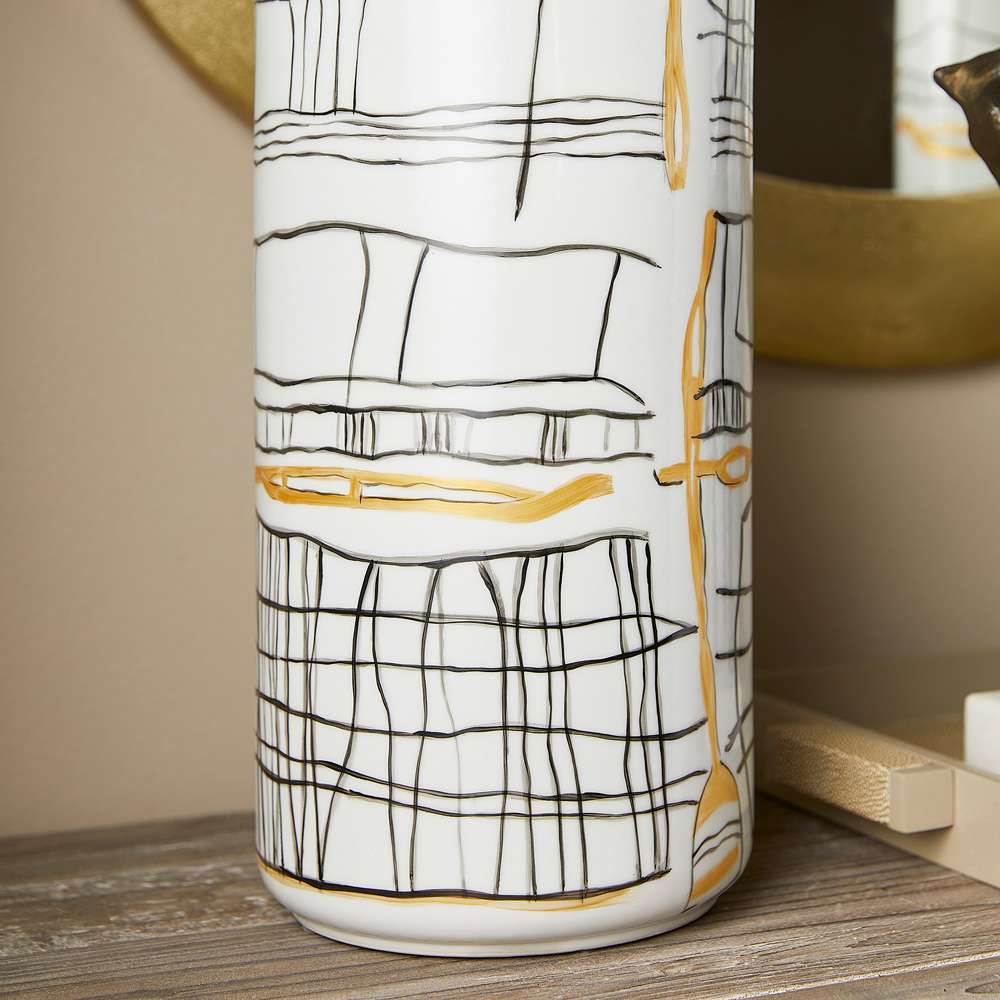 Cyan Design - Lindus Vase in Black in White - Medium - 11430 veiw 2