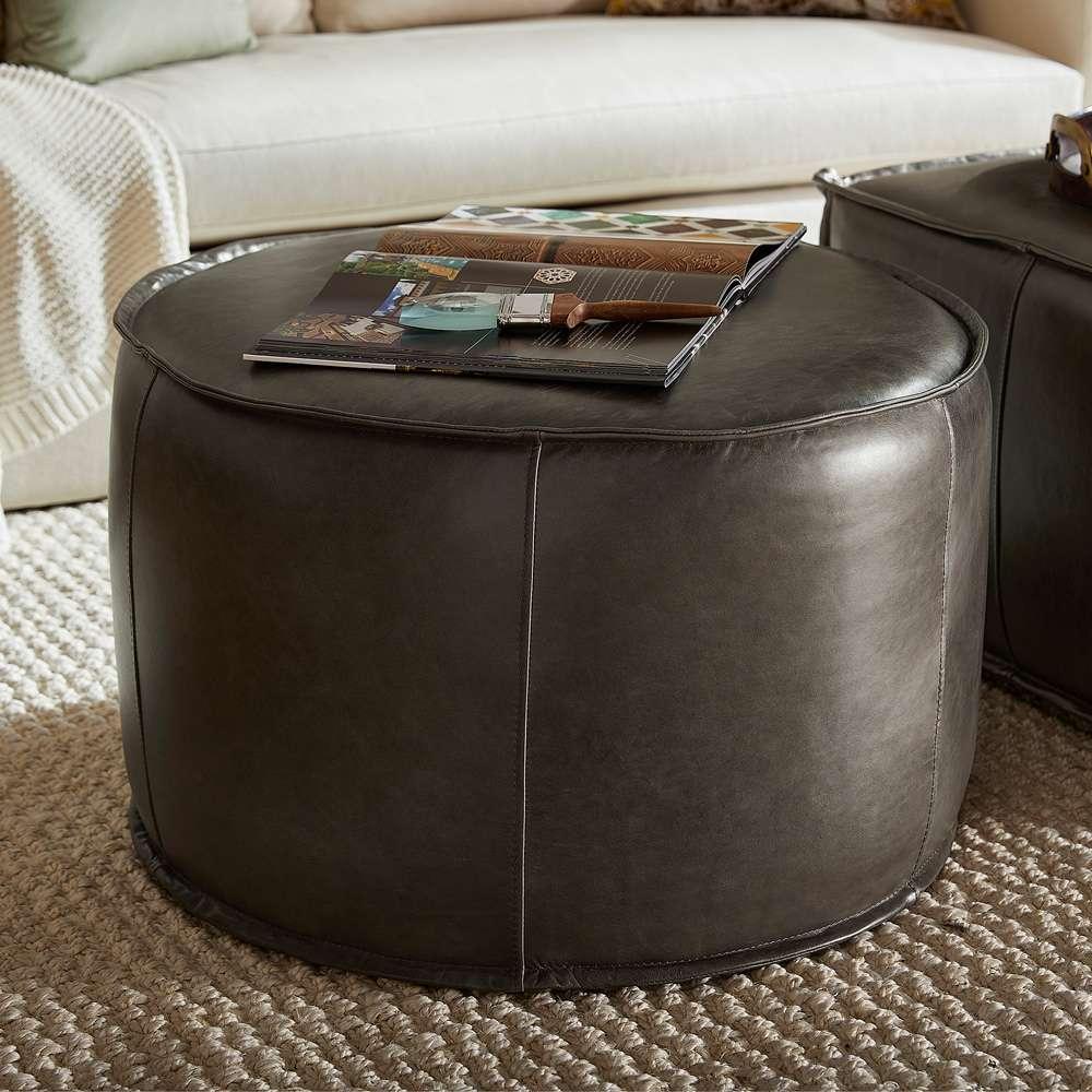 Cyan Design - Lusso in Round Pouf - Grey - 11448 veiw 3
