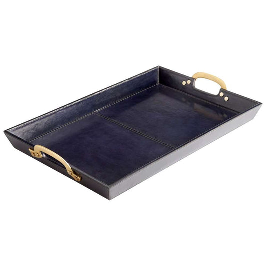 Cyan Design - McQueen Tray in Blue and Antique Brass - 10718 veiw 1