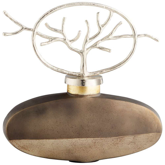 Cyan Design - Round Viewleaf Sculpture in Black Onyx and Nickel - Medium - 10706 veiw 1
