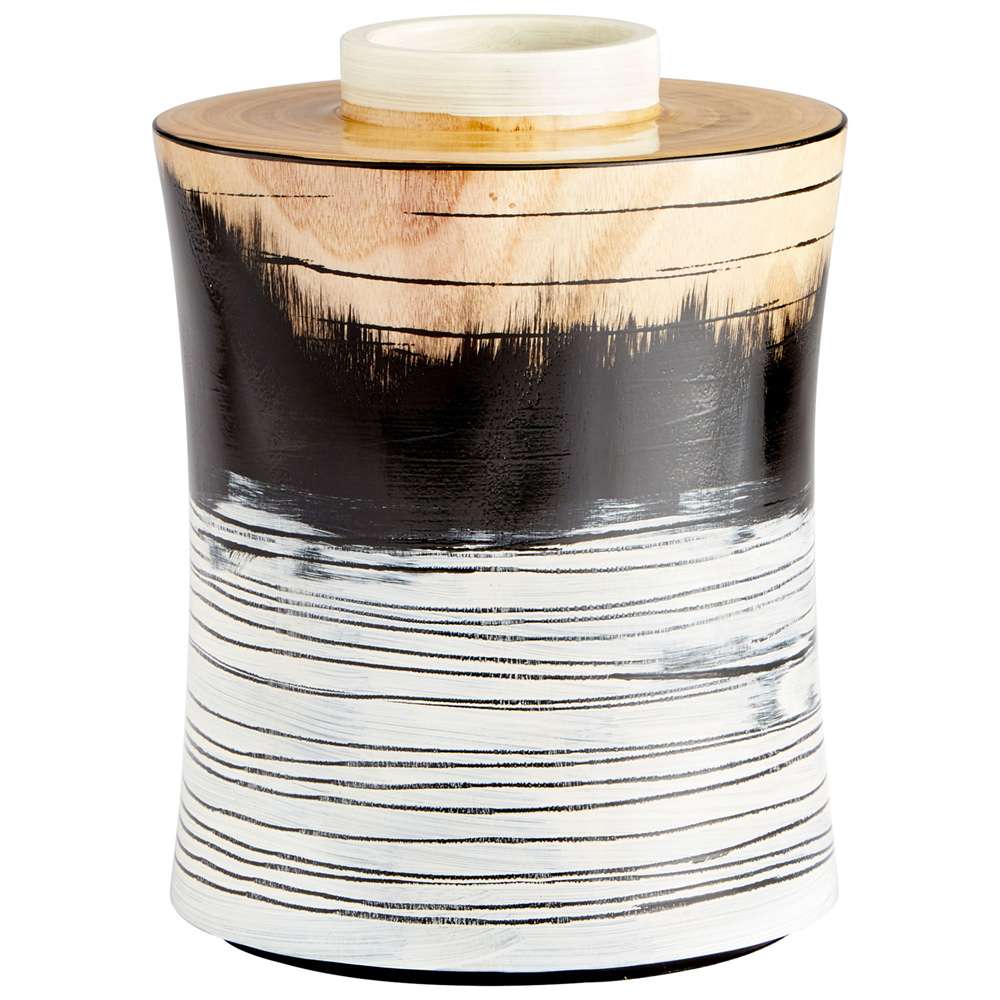 Cyan Design - Snow Flake Vase in Black & White & Walnut - Medium - 09868 veiw 1