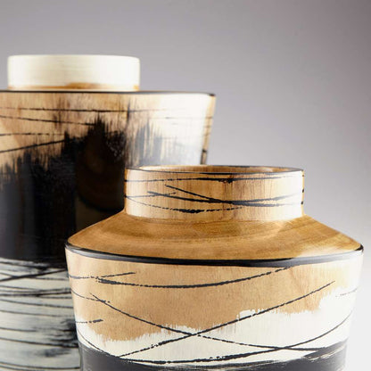 Cyan Design - Snow Flake Vase in Black & White & Walnut - Medium - 09868 veiw 2
