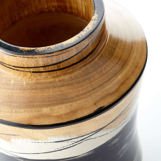 Cyan Design - Snow Flake Vase in Black & White & Walnut - Small - 09869 veiw 2