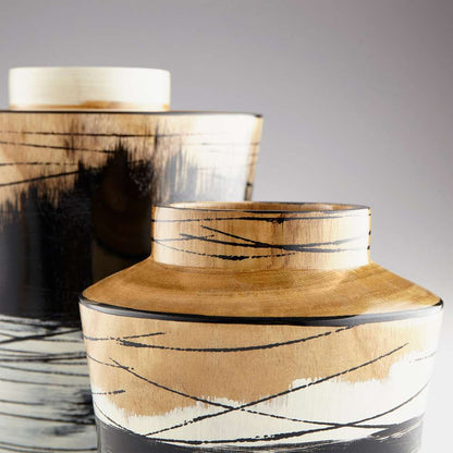 Cyan Design - Snow Flake Vase in Black & White & Walnut - Small - 09869 veiw 3