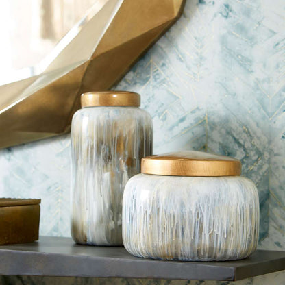 Cyan Design - Spirit Drip Container in Olive Glaze - Small - 10424 veiw 2