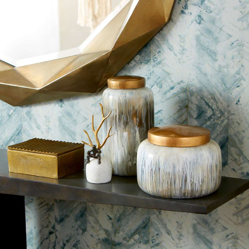 Cyan Design - Spirit Drip Container in Olive Glaze - Small - 10424 veiw 3