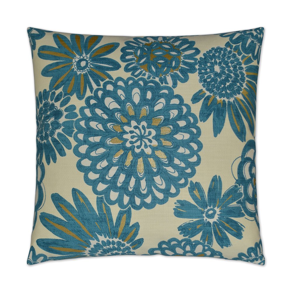 D.V. KAP Home - Flower Pops Pillow - Peacock - 2786-P-2424 view 1