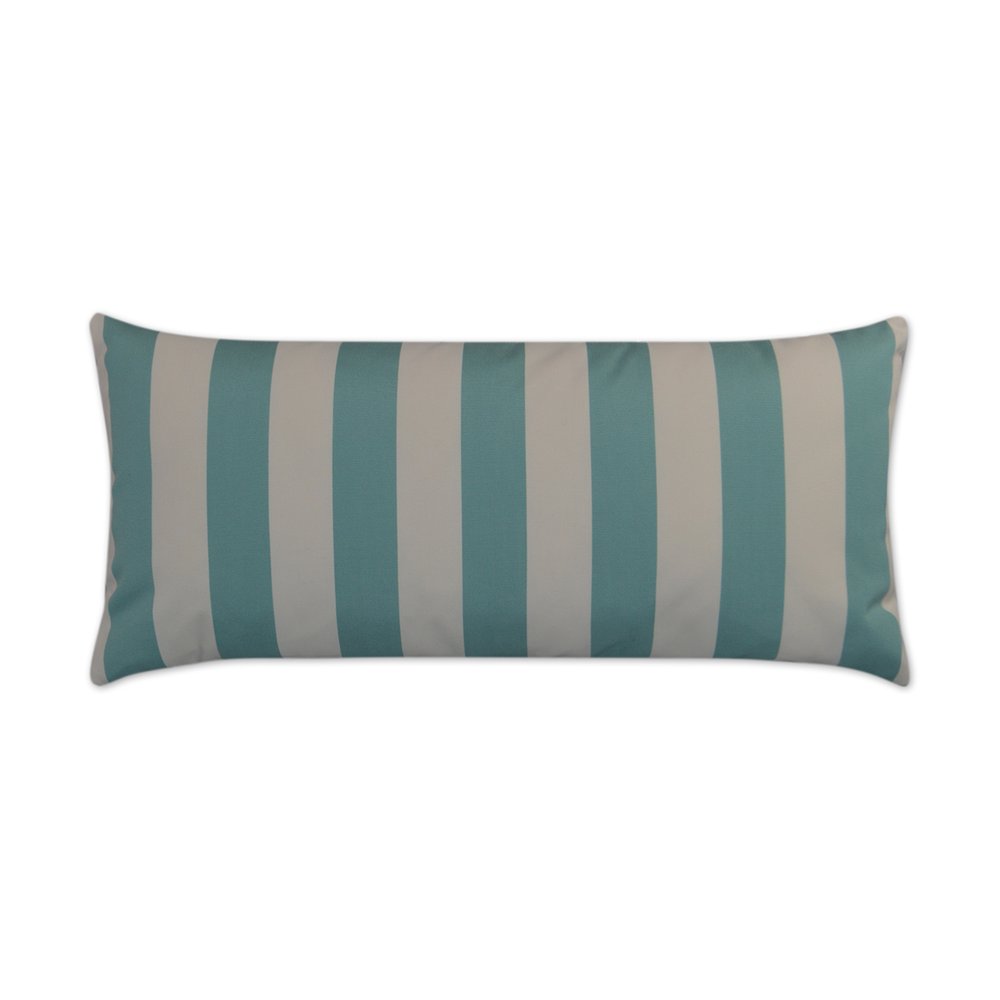 D.V. KAP Home - Outdoor Café Stripe Lumbar Pillow - Aqua - OD-199-A-1224 view 1