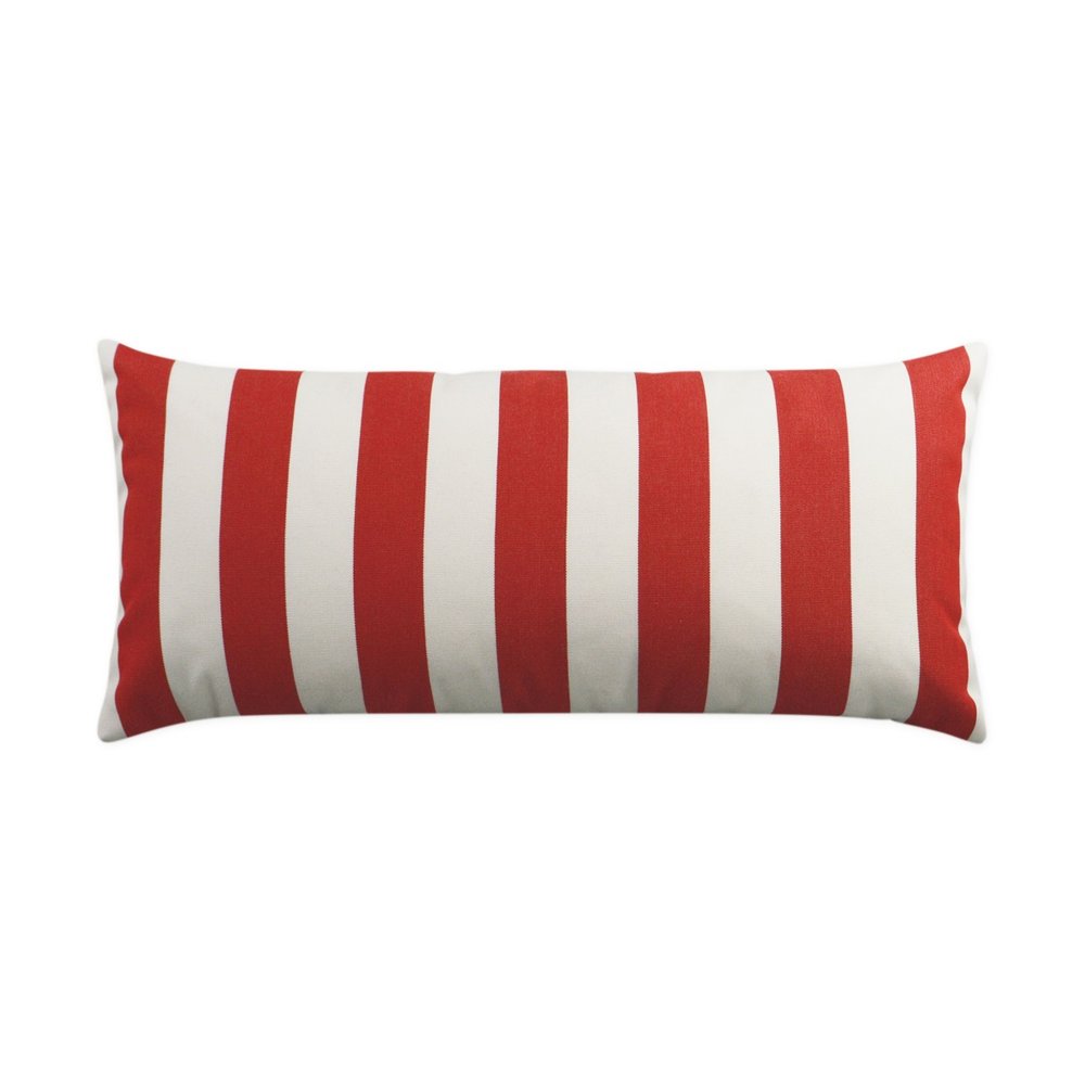 D.V. KAP Home - Outdoor Café Stripe Lumbar Pillow - Red - OD-199-R-1224 view 1