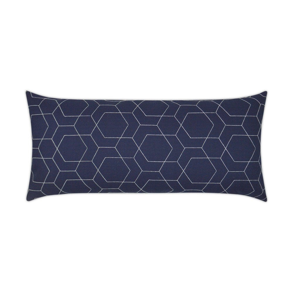 D.V. KAP Home - Outdoor Hex Quilt Lumbar Pillow - Navy - OD-310-N-1224 view 1