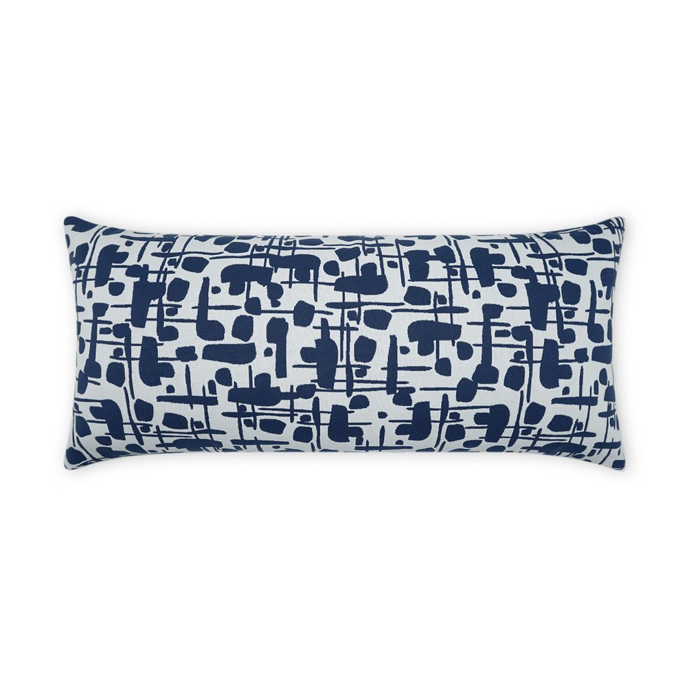 D.V. KAP Home - Outdoor Jargon Lumbar Pillow - Blue - OD-435-B-1224 view 1