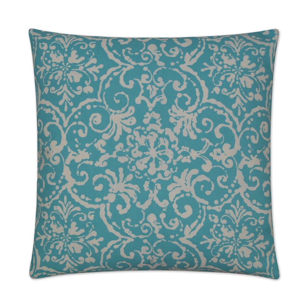 D.V. KAP Home - Outdoor Print Affair Pillow - Turquoise - OD-186-T-2222 view 1