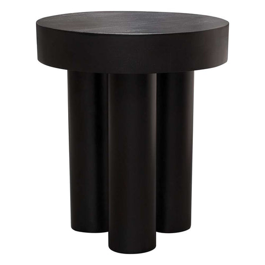 Diamond Sofa - Rune 16in Round End/Accent Table w/ Solid Acacia Wood Top & Iron Leg Base in Black Finish - RUNEETBL veiw 1