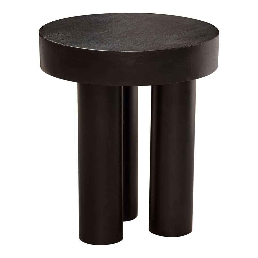 Diamond Sofa - Rune 16in Round End/Accent Table w/ Solid Acacia Wood Top & Iron Leg Base in Black Finish - RUNEETBL veiw 3