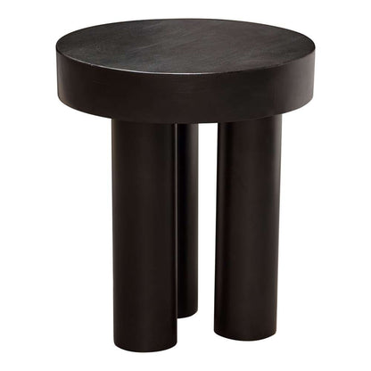 Diamond Sofa - Rune 16in Round End/Accent Table w/ Solid Acacia Wood Top & Iron Leg Base in Black Finish - RUNEETBL veiw 3
