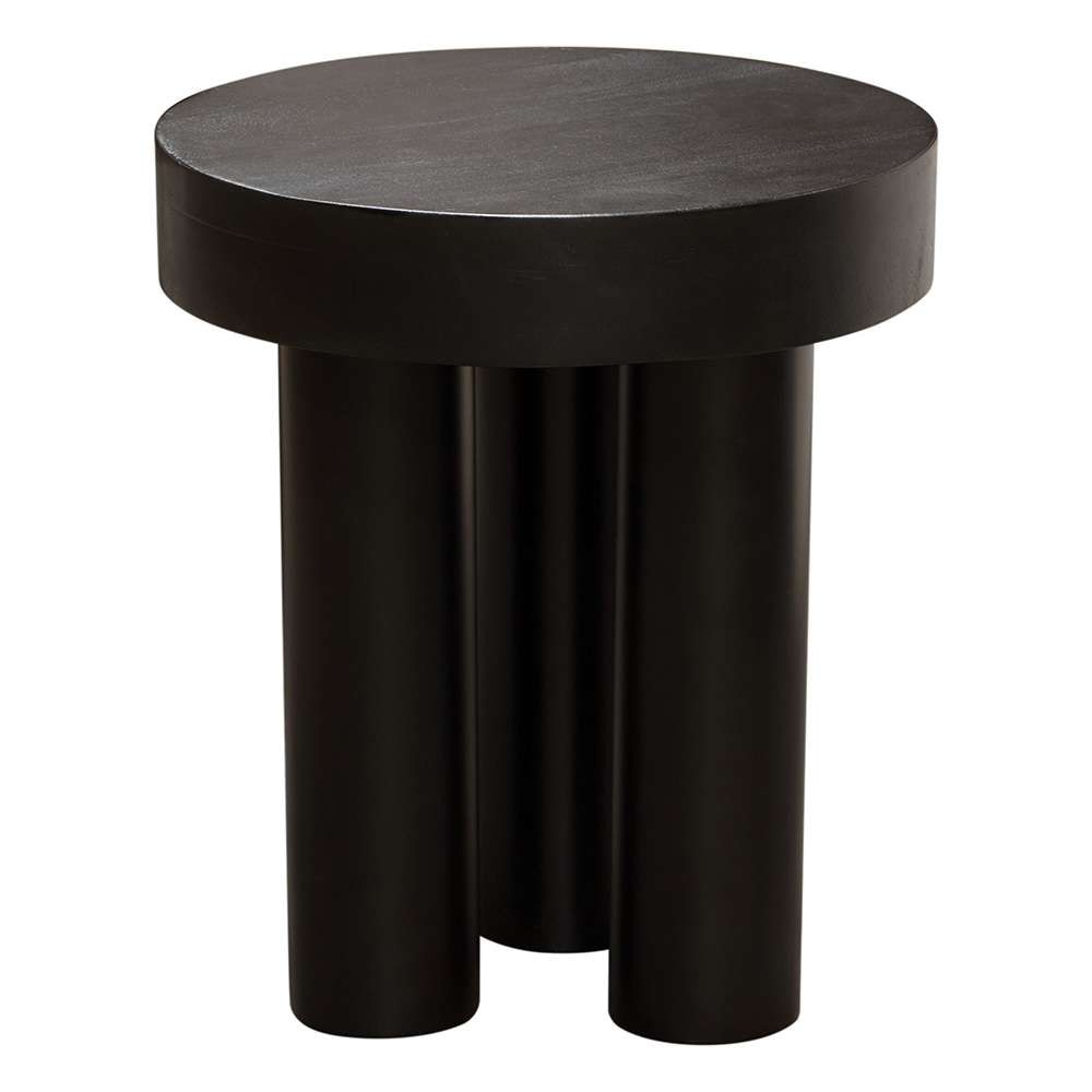 Diamond Sofa - Rune 16in Round End/Accent Table w/ Solid Acacia Wood Top & Iron Leg Base in Black Finish - RUNEETBL veiw 5