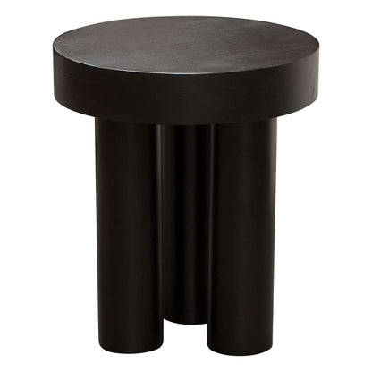 Diamond Sofa - Rune 16in Round End/Accent Table w/ Solid Acacia Wood Top & Iron Leg Base in Black Finish - RUNEETBL veiw 5