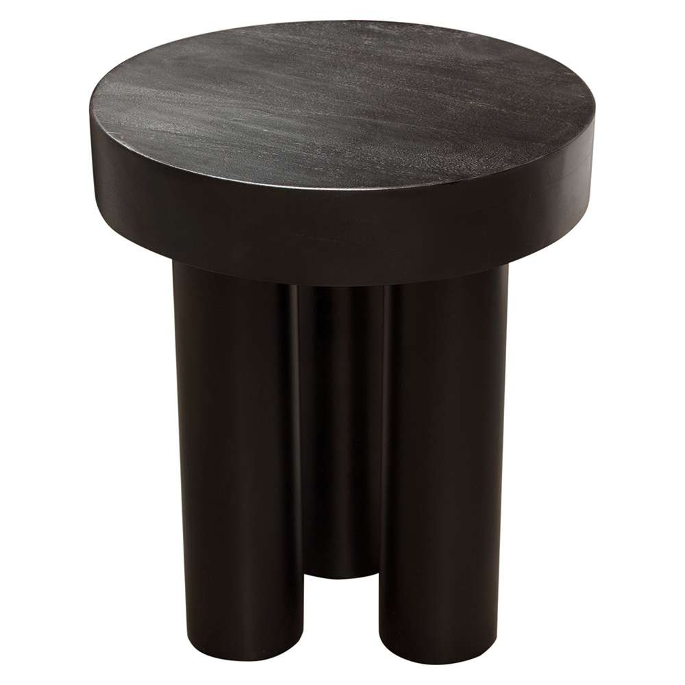 Diamond Sofa - Rune 16in Round End/Accent Table w/ Solid Acacia Wood Top & Iron Leg Base in Black Finish - RUNEETBL veiw 6