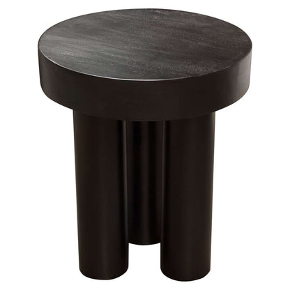 Diamond Sofa - Rune 16in Round End/Accent Table w/ Solid Acacia Wood Top & Iron Leg Base in Black Finish - RUNEETBL veiw 6