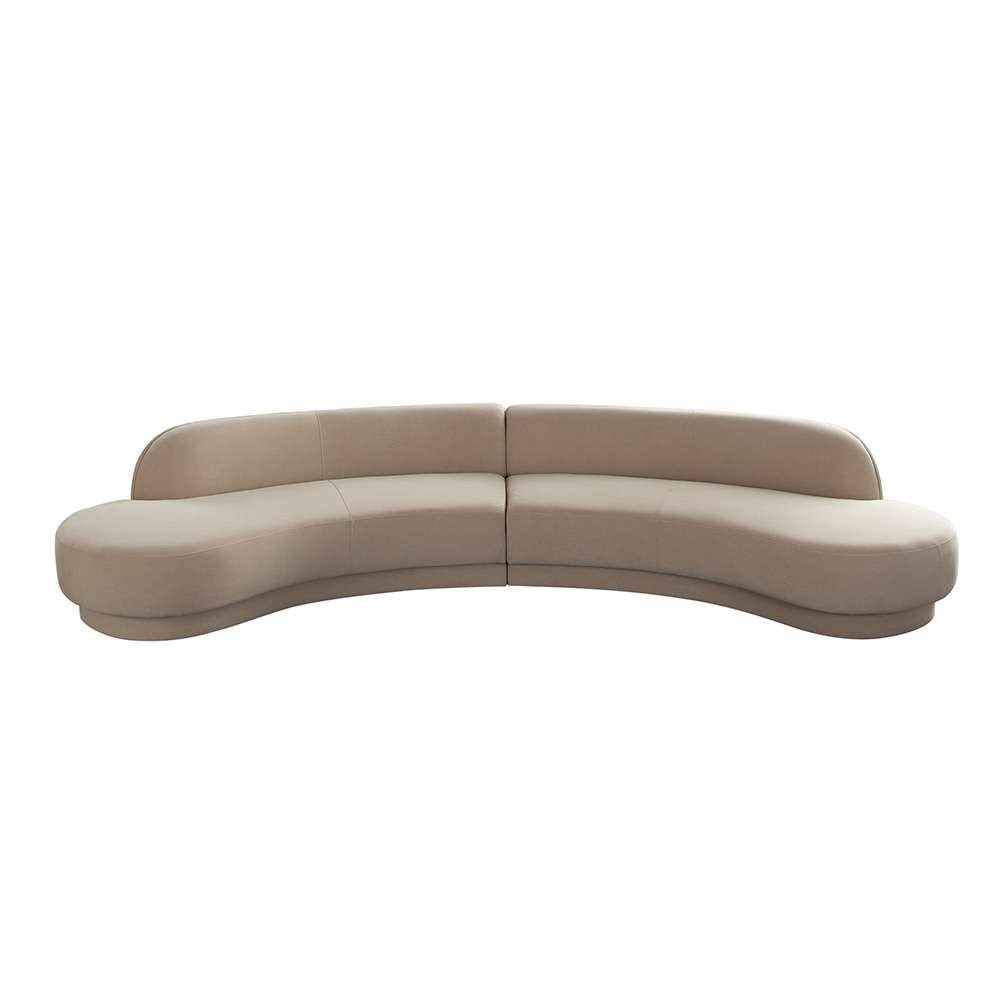 Diamond Sofa - Zelda 2PC Modular Curved Armless Chaise in Light Camel Performance Velvet w/ (2) Accent Pillow Balls - ZELDA2PCLCRCLCA veiw 1