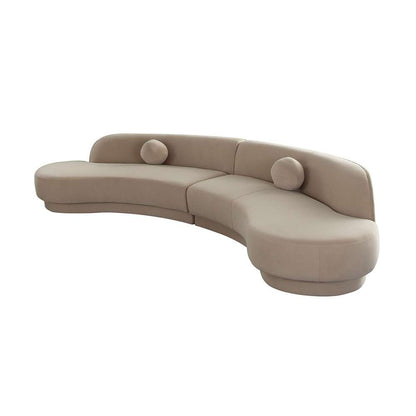 Diamond Sofa - Zelda 2PC Modular Curved Armless Chaise in Light Camel Performance Velvet w/ (2) Accent Pillow Balls - ZELDA2PCLCRCLCA veiw 6